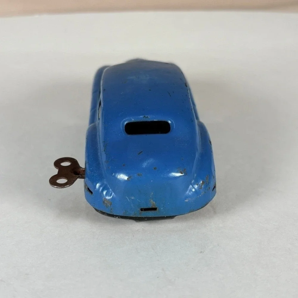 Occupied Japan 1940s Blue Wind Up Toy Car‎ Sedan 5.5 Inch Vintage MCM Toy